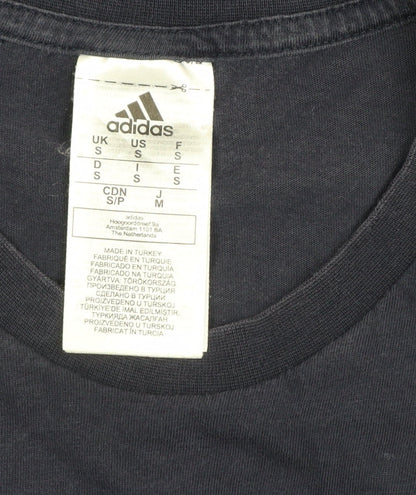 adidas Mens S Blue Logo Graphic Crew Neck Short Sleeve T-Shirt