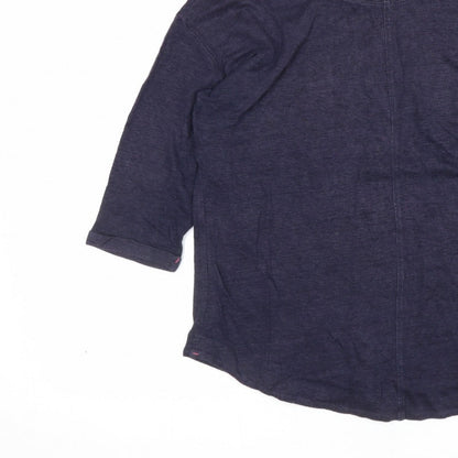 White Stuff Women’s Blue UK 8 Linen 3/4 Sleeve Round Neck Blouse