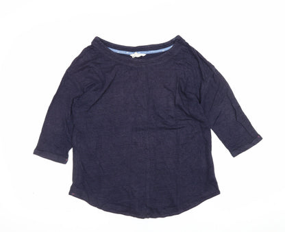White Stuff Women’s Blue UK 8 Linen 3/4 Sleeve Round Neck Blouse