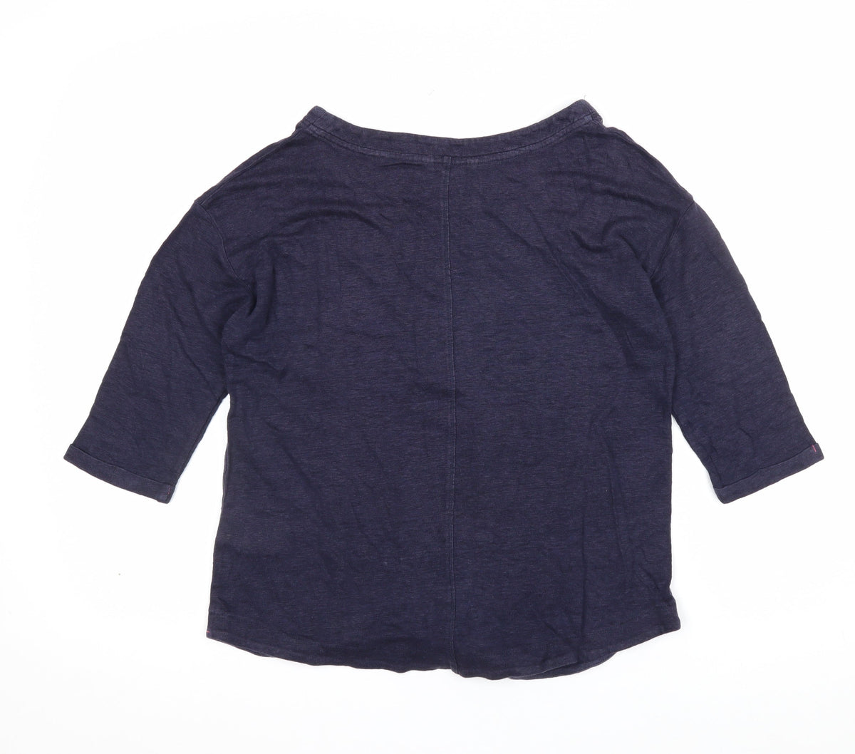 White Stuff Women’s Blue UK 8 Linen 3/4 Sleeve Round Neck Blouse