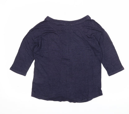 White Stuff Women’s Blue UK 8 Linen 3/4 Sleeve Round Neck Blouse