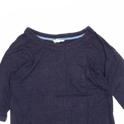 White Stuff Women’s Blue UK 8 Linen 3/4 Sleeve Round Neck Blouse