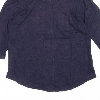 White Stuff Women’s Blue UK 8 Linen 3/4 Sleeve Round Neck Blouse