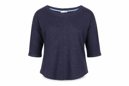 White Stuff Women’s Blue UK 8 Linen 3/4 Sleeve Round Neck Blouse