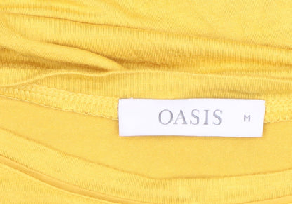 Oasis Women Yellow UK 12 Basic Boat Neck Long Sleeve Jersey Top