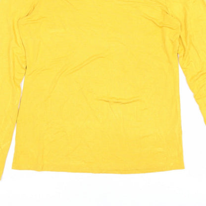 Oasis Women Yellow UK 12 Basic Boat Neck Long Sleeve Jersey Top