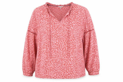 Joules Women’s Pink UK 16 V-Neck Ruffle Tie Animal Print Blouse