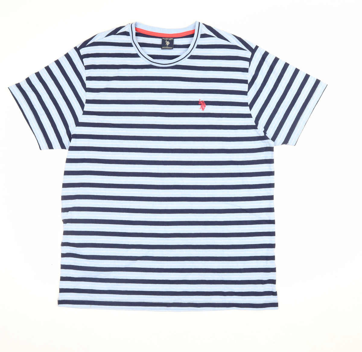 U.S. Polo Assn. Men's Blue Navy Striped Logo Crew Neck T-Shirt L