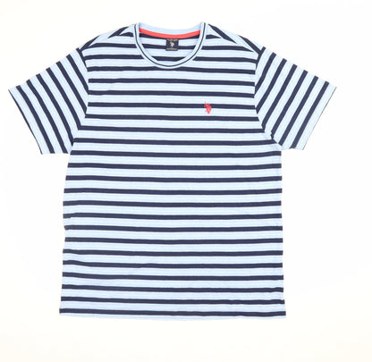 U.S. Polo Assn. Men's Blue Navy Striped Logo Crew Neck T-Shirt L