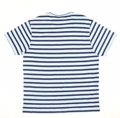 U.S. Polo Assn. Men's Blue Navy Striped Logo Crew Neck T-Shirt L