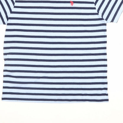 U.S. Polo Assn. Men's Blue Navy Striped Logo Crew Neck T-Shirt L
