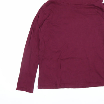 Cotton Traders Women Red UK 12 Roll Neck Long Sleeve Jersey Top