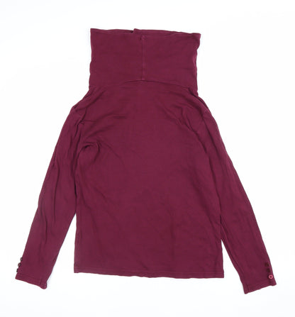 Cotton Traders Women Red UK 12 Roll Neck Long Sleeve Jersey Top