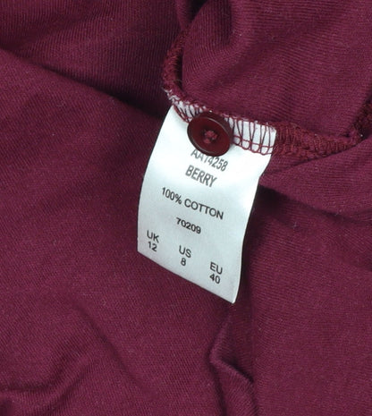 Cotton Traders Women Red UK 12 Roll Neck Long Sleeve Jersey Top