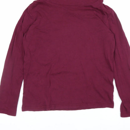 Cotton Traders Women Red UK 12 Roll Neck Long Sleeve Jersey Top