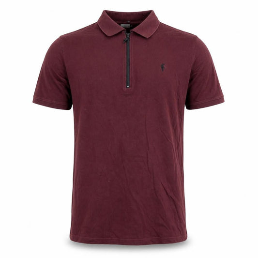Front view of Father Sons Men’s M Burgundy Red 1/4 Zip Short Sleeve Polo