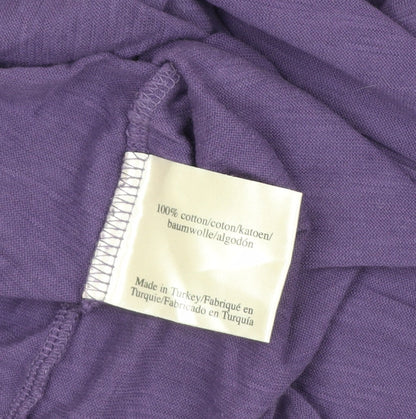 Laura Ashley Women Purple UK 10 Cotton Scoop Neck Cap Sleeve T-Shirt