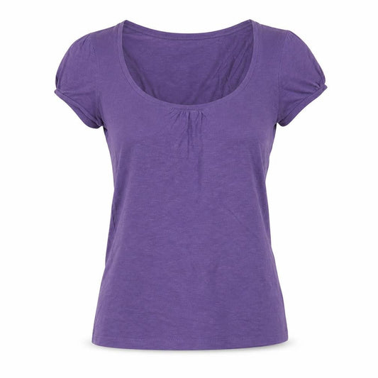 Laura Ashley Women Purple UK 10 Cotton Scoop Neck Cap Sleeve T-Shirt