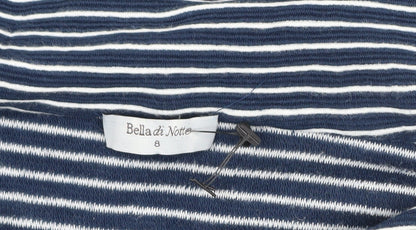 Bella di Notte Women’s Blue Stripe Cowl Neck Jumper Size 8 Cotton