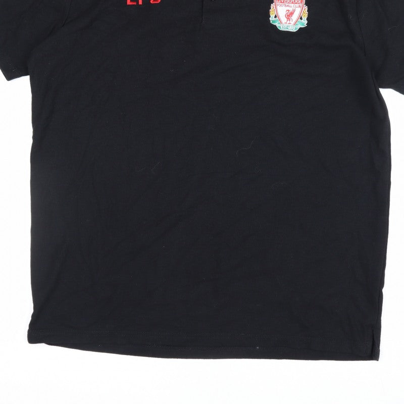 Liverpool FC Men’s Black XL Embroidered Football Polo Shirt