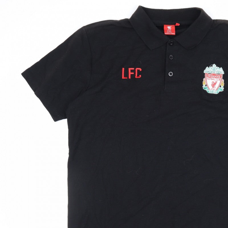 Liverpool FC Men’s Black XL Embroidered Football Polo Shirt