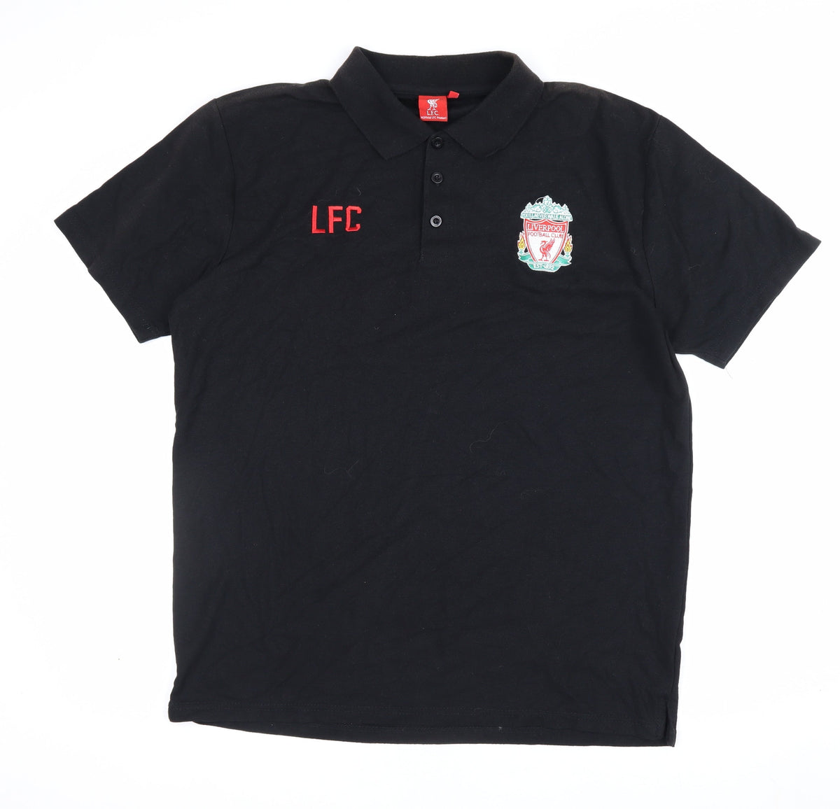Liverpool FC Men’s Black XL Embroidered Football Polo Shirt