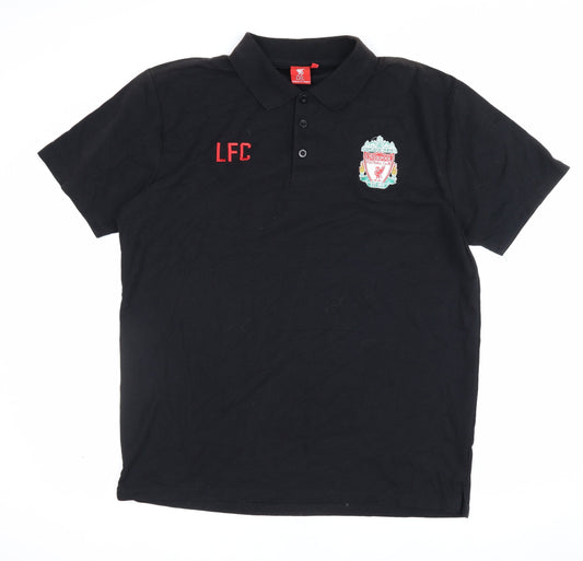 Back view of Liverpool FC Men’s Black XL Embroidered Football Polo Shirt
