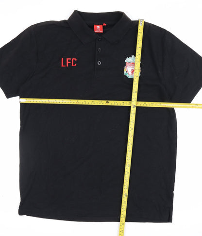 Liverpool FC Men’s Black XL Embroidered Football Polo Shirt