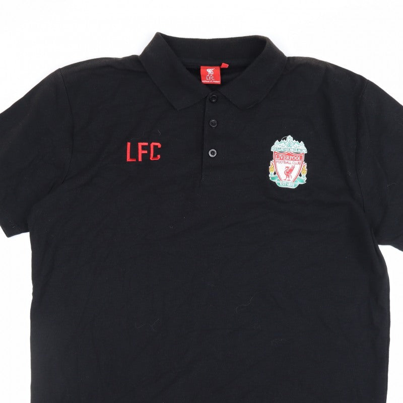 Liverpool FC Men’s Black XL Embroidered Football Polo Shirt