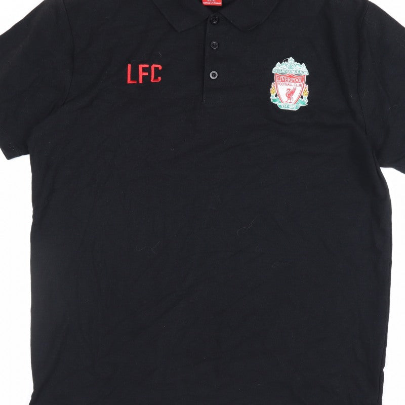 Liverpool FC Men’s Black XL Embroidered Football Polo Shirt