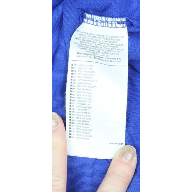 Nike Boys Blue S Athletic Fit Nike Air Logo Jersey T-Shirt