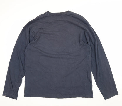 Lee Cooper Mens Blue XL Long Sleeve Varsity Graphic Print T-Shirt