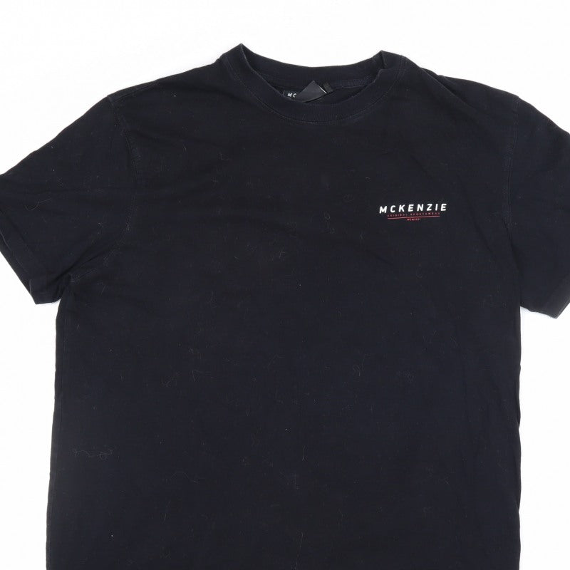 McKenzie Men’s Black S Logo Crew Neck Short Sleeve T-Shirt