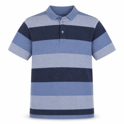 Marks & Spencer Men’s Blue 2XL Regular Striped Short Sleeve Polo Shirt