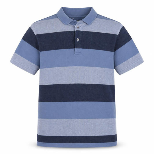 Front view of Marks & Spencer Men’s Blue 2XL Regular Striped Short Sleeve Polo Shirt