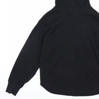 Uniqlo Men’s Black M Waffle Knit Pullover Hoodie Hooded Long Sleeve