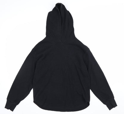 Uniqlo Men’s Black M Waffle Knit Pullover Hoodie Hooded Long Sleeve