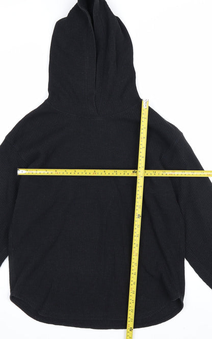 Uniqlo Men’s Black M Waffle Knit Pullover Hoodie Hooded Long Sleeve