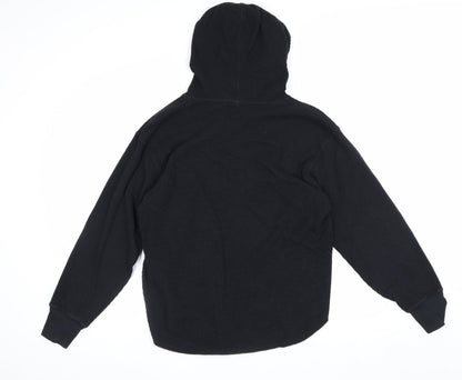 Uniqlo Men’s Black M Waffle Knit Pullover Hoodie Hooded Long Sleeve