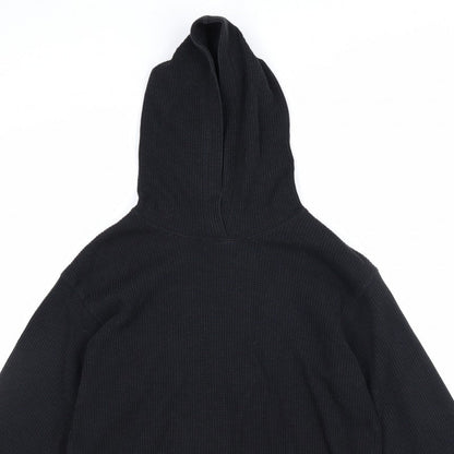 Uniqlo Men’s Black M Waffle Knit Pullover Hoodie Hooded Long Sleeve
