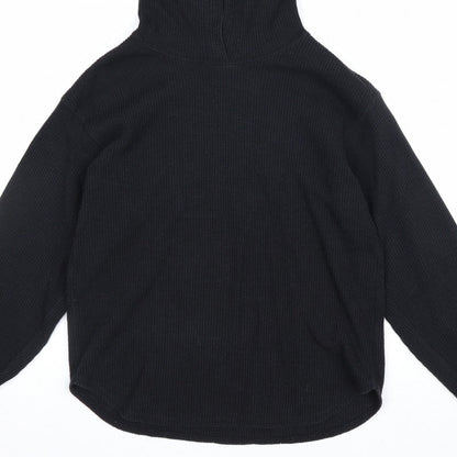 Uniqlo Men’s Black M Waffle Knit Pullover Hoodie Hooded Long Sleeve