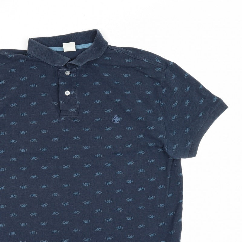 Springfield Men’s Blue XL Bicycle Print Short Sleeve Polo Shirt