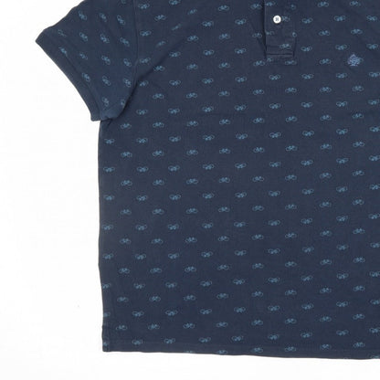 Springfield Men’s Blue XL Bicycle Print Short Sleeve Polo Shirt