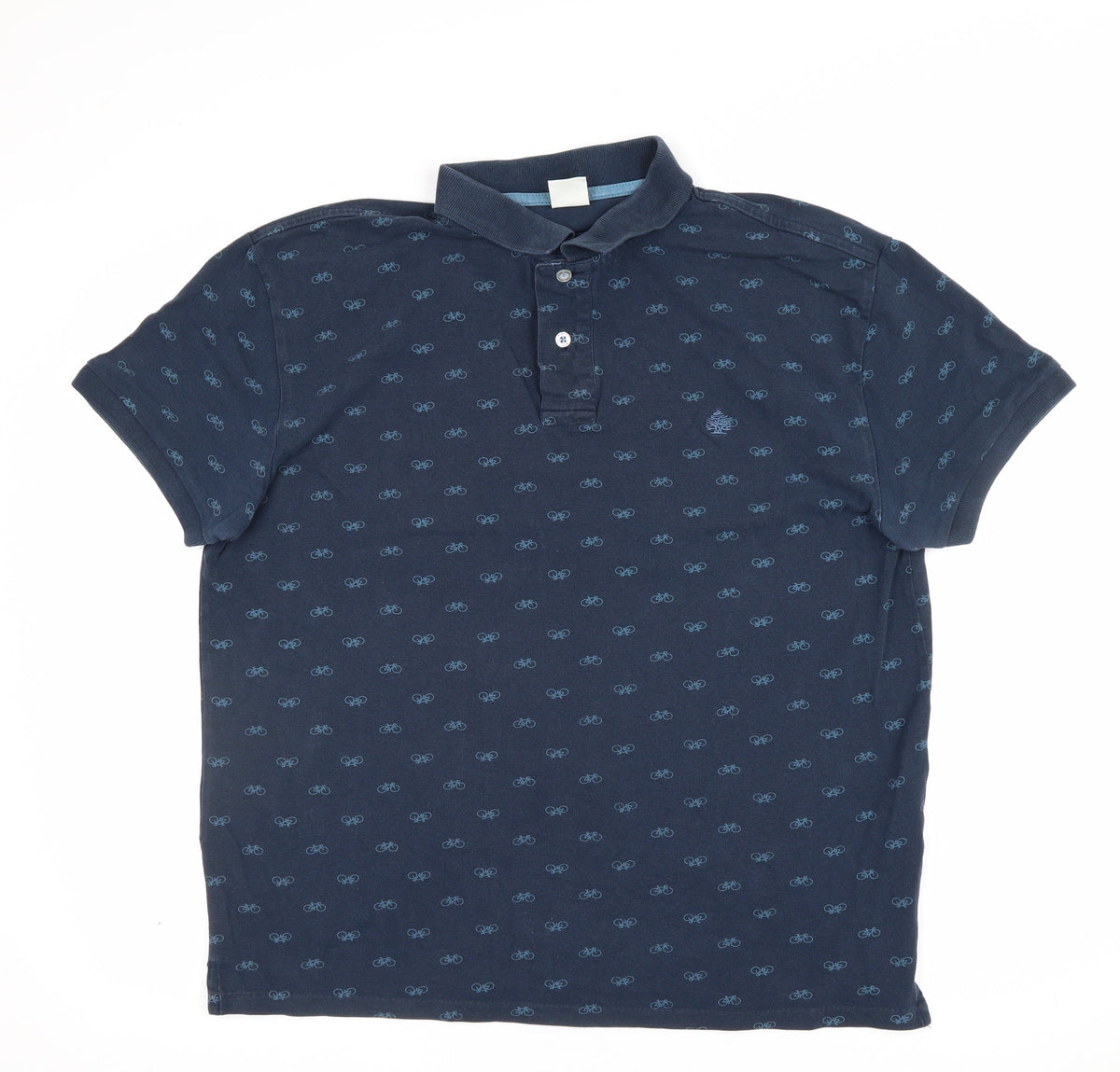 Springfield Men’s Blue XL Bicycle Print Short Sleeve Polo Shirt