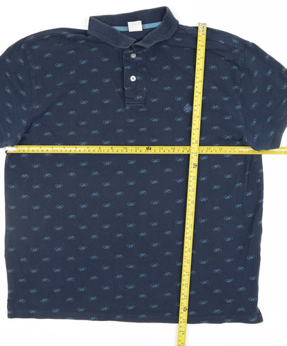 Springfield Men’s Blue XL Bicycle Print Short Sleeve Polo Shirt