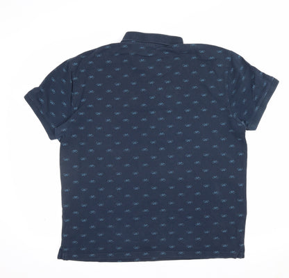 Springfield Men’s Blue XL Bicycle Print Short Sleeve Polo Shirt