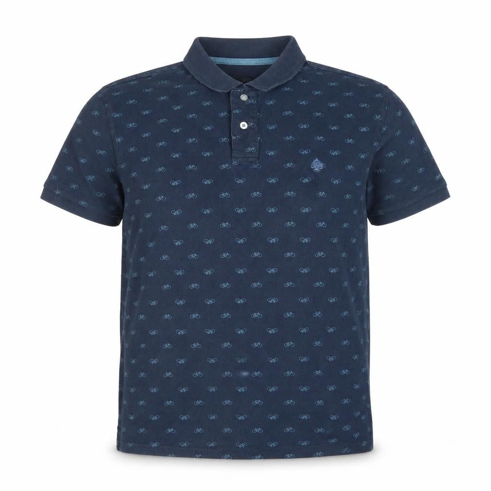 Springfield Men’s Blue XL Bicycle Print Short Sleeve Polo Shirt