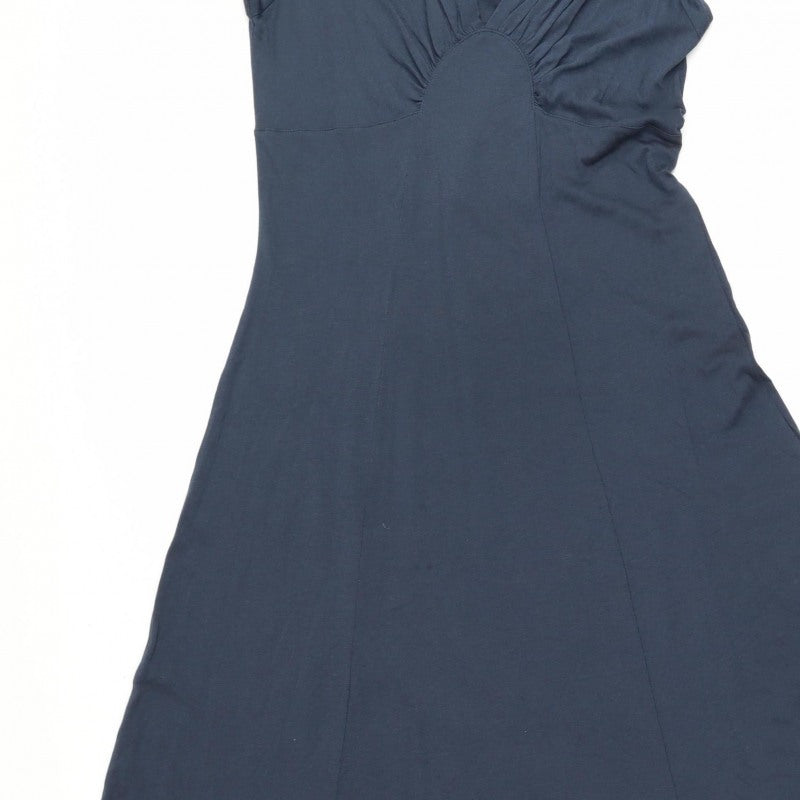 Jigsaw Women’s Navy Blue M Modal Cotton Ruched Empire Maxi Dress