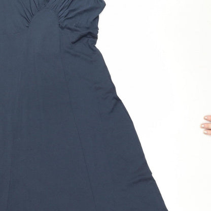 Jigsaw Women’s Navy Blue M Modal Cotton Ruched Empire Maxi Dress