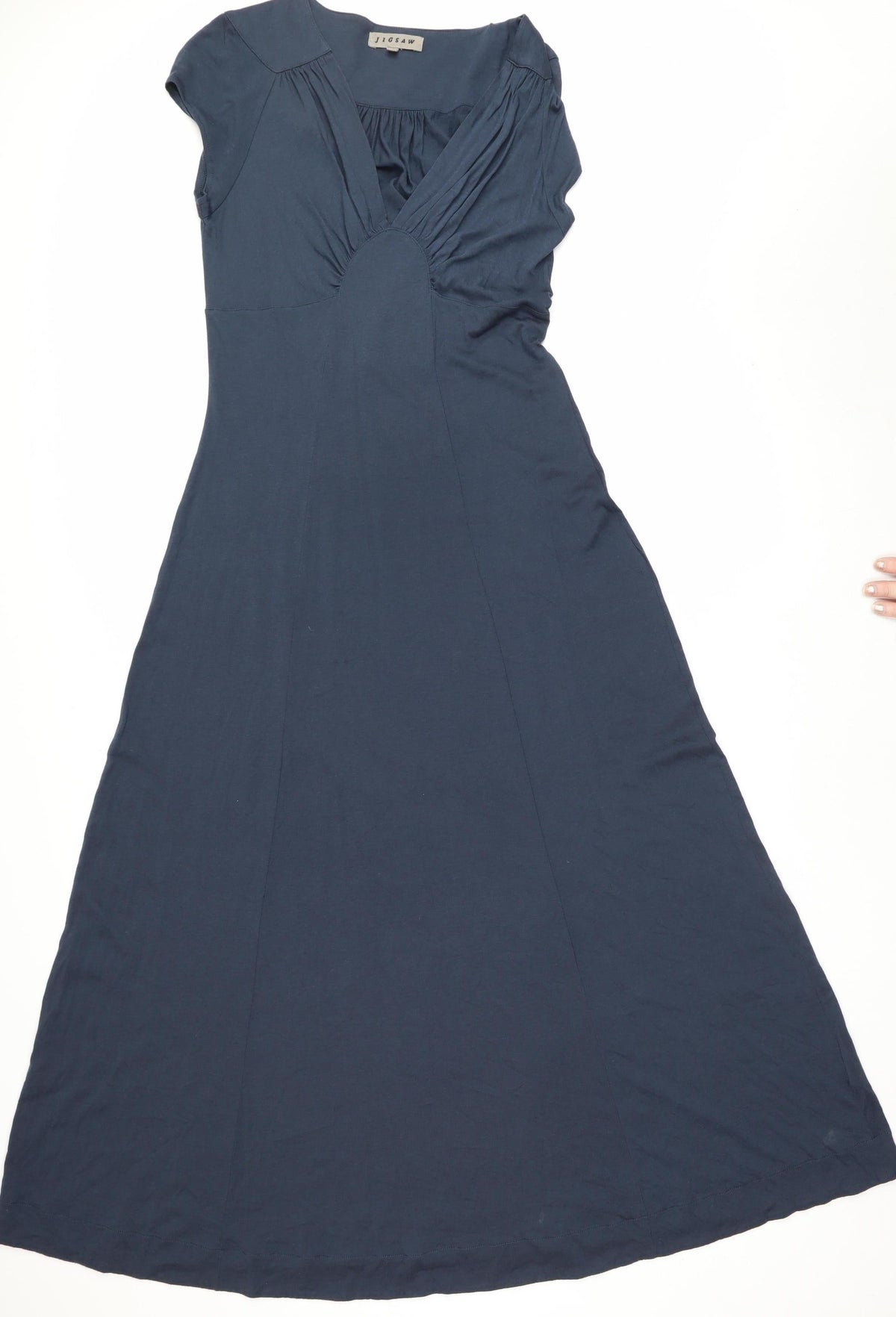 Jigsaw Women’s Navy Blue M Modal Cotton Ruched Empire Maxi Dress